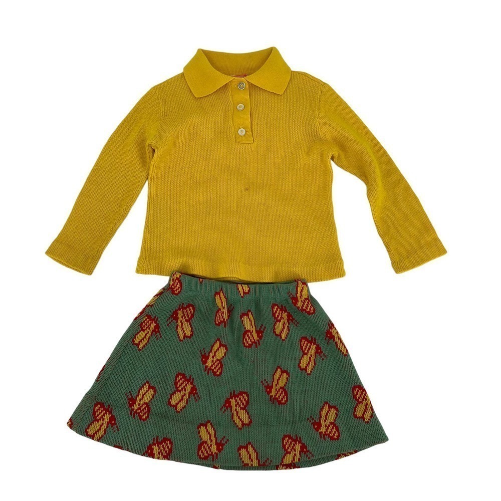 Vintage 70’s/80’s Girl’s Knit Skirt Sweater Set Gabrielle Knecht‎ Bee Size 5
